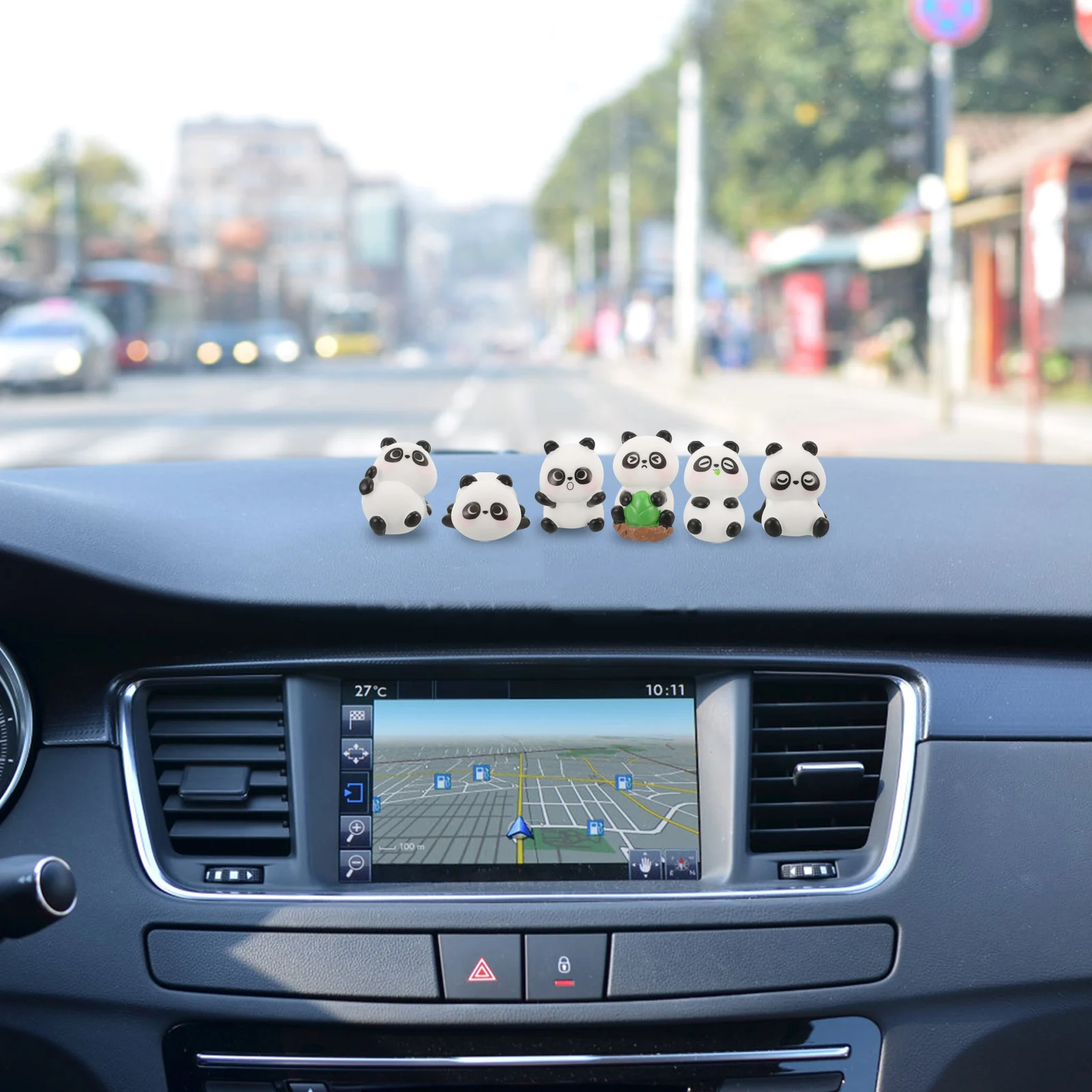 

6Pcs Panda Car Dashboard Decorations Resin Figurines Cute Interior Accessories for Women Dashboard nament Car Accessories White