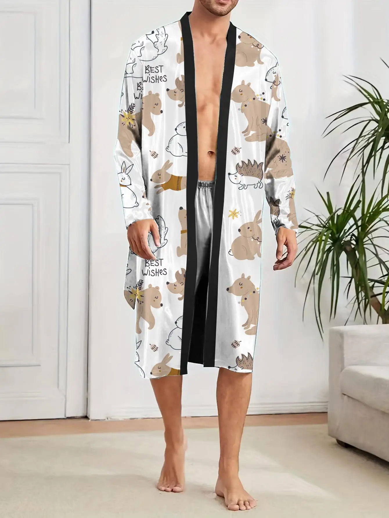 1pcs Men's Robes 2026 Spring/Summer bath robe 3D Printed Men's bathrobe Robes Funny pajamas Breathable Bathrobe man Graphic