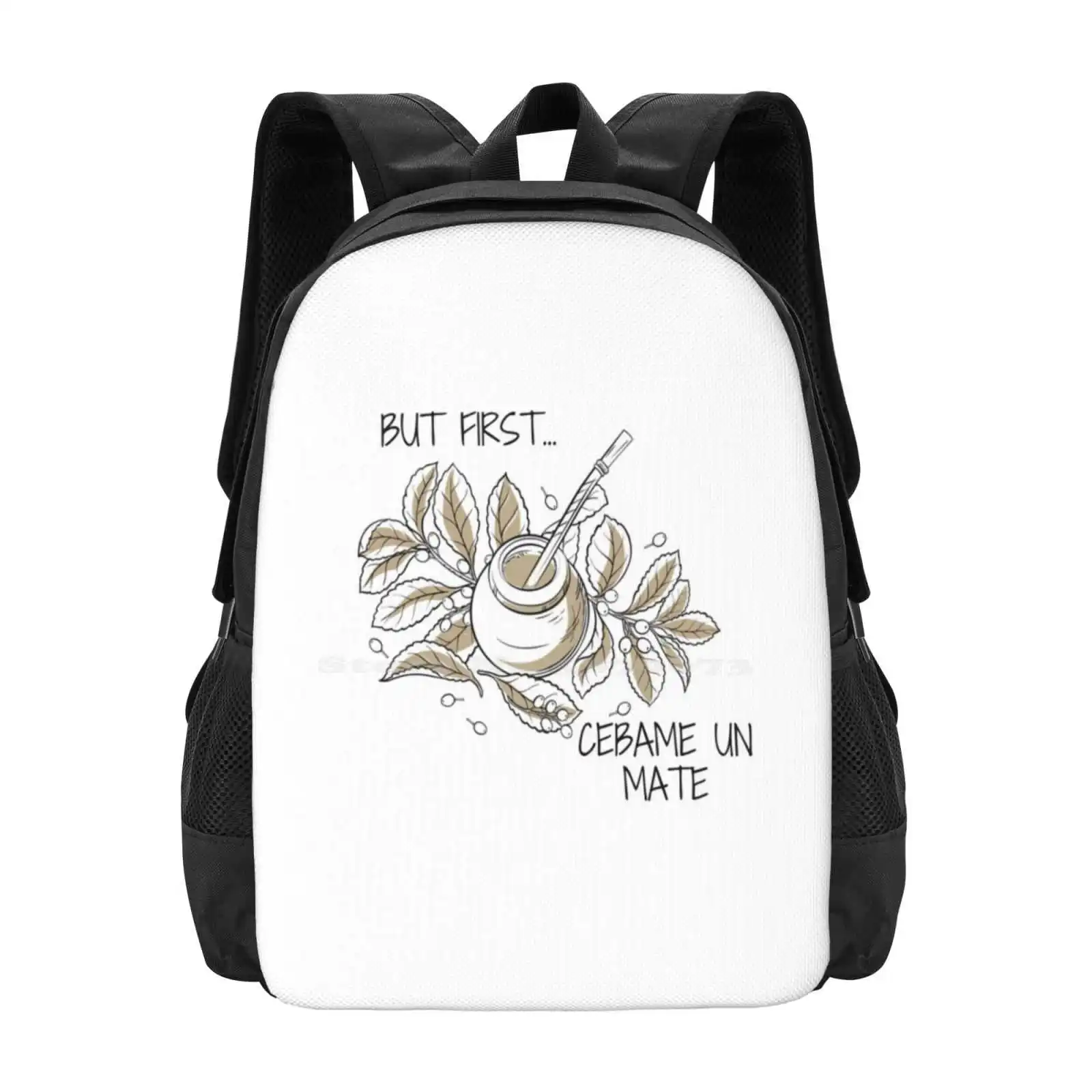 But First... Cebame Un Mate New Arrivals Unisex Bags Student Bag Backpack Mate Argentina Spanish English