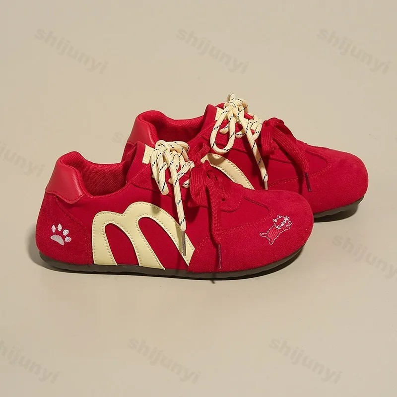 Woman's Casual Sport Shoes Fashion Color Blocking Comfortable Soft Sole Low Top Flat Shoes Trendy Versatile Non Slip Sneakers