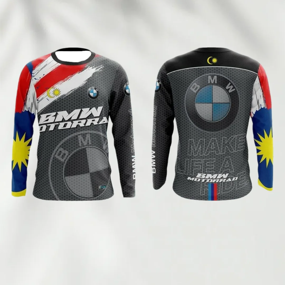 

Футболка BMW 2026, летняя трикотажная мужская футболка с 3d принтом BMW, впитывающая пот, дышащая, быстросохнущая мото-футболка