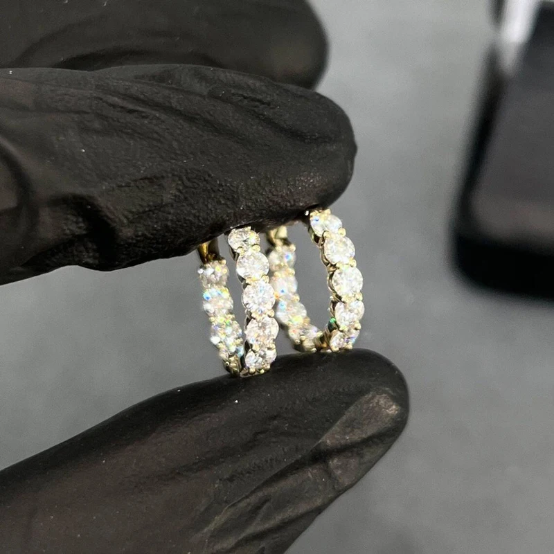 Rrjzz Funkelnde 3,8 mm Moissanit-Creolen in D-Farbe für Damen, 5,72 Karat VVS1, im Labor hergestellte Diamantohrringe, GRA-Schmuck, Geschenk – Detail 7