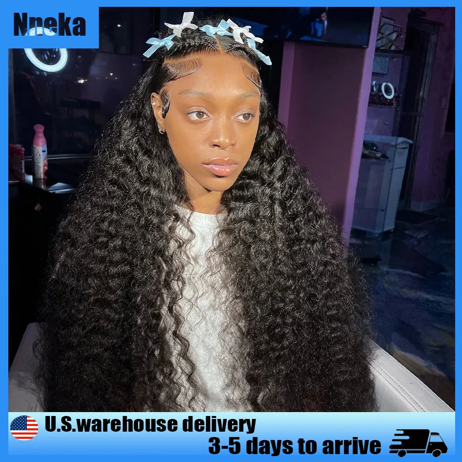 

Nneka Бесклеевые парики 4x4 Кружевные фронтальные вьющиеся человеческие волосы Парик с глубокими волнами Парик фронта шнурка 13x6 Волна воды Парик фронта шнурка Wear And Go