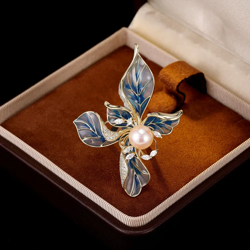 Винтажная брошь с ирисом и маслом, высококачественный, изысканный и элегантный женский костюм, аксессуар-чонсам