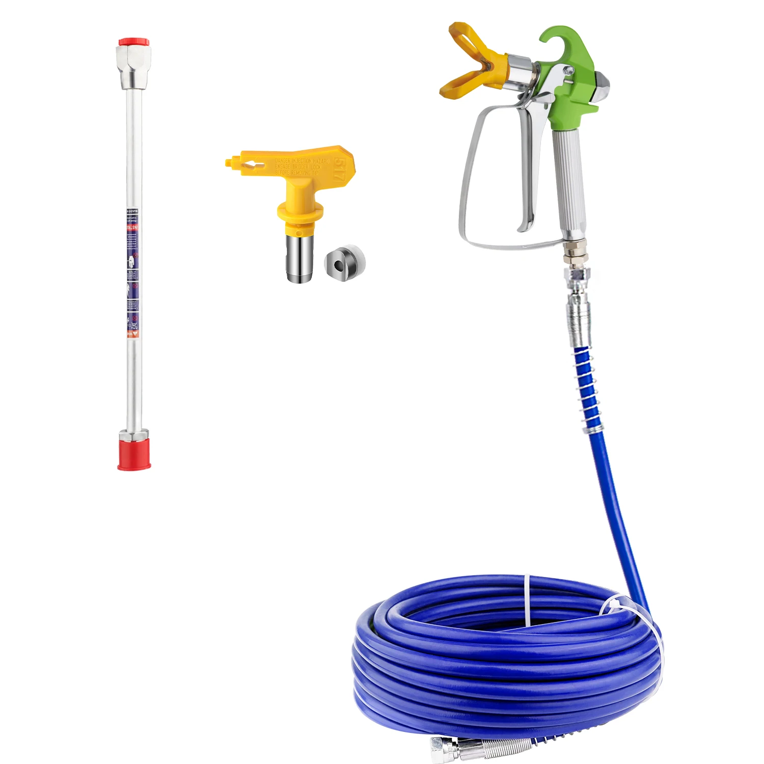 5Pcs Airless Paint Sprayer Kit with Spray Gun, 15m Hose, 30cm Extension & Nozzle