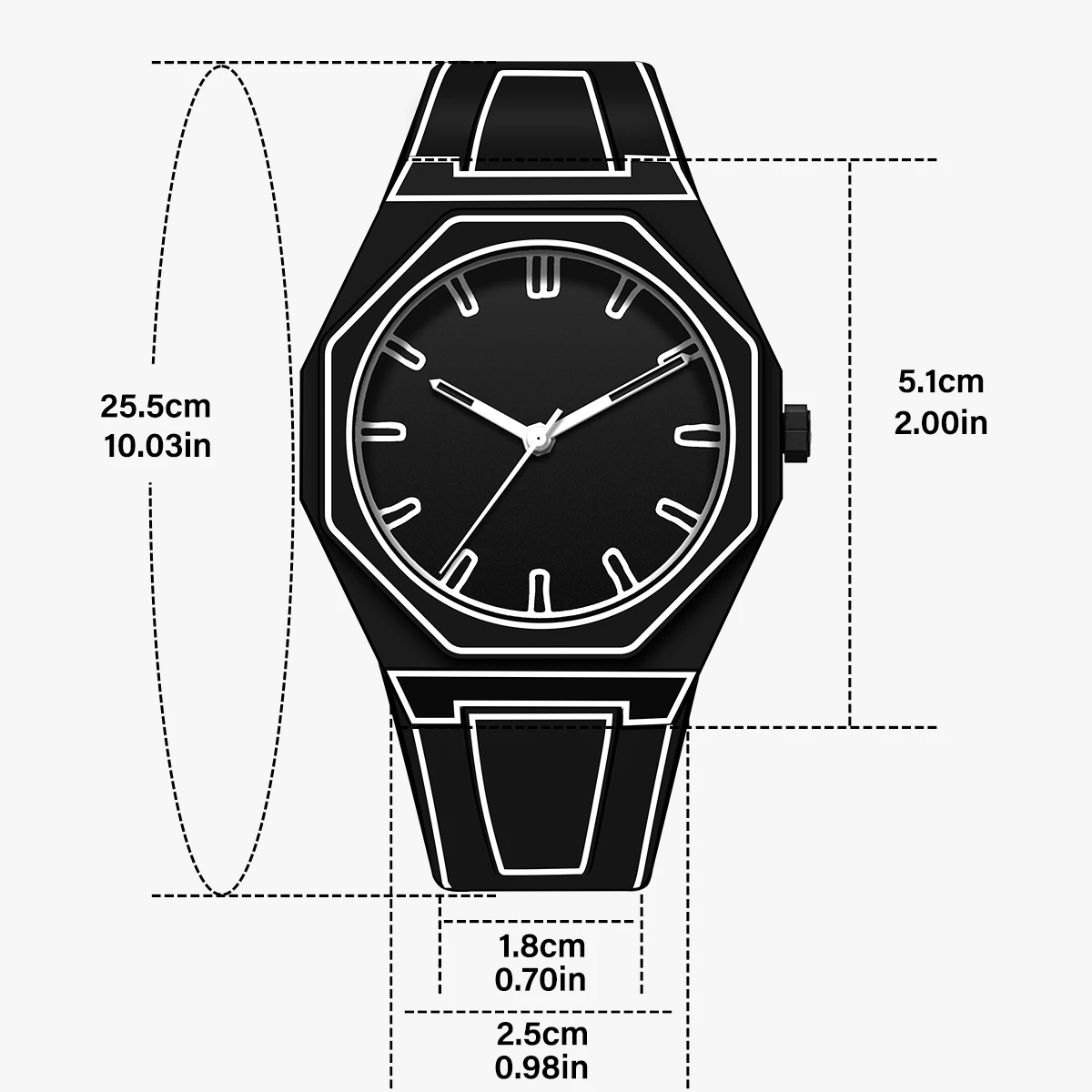 Relógio esportivo impermeável para lazer, esboço minimalista, design criativo, moderno e criativo