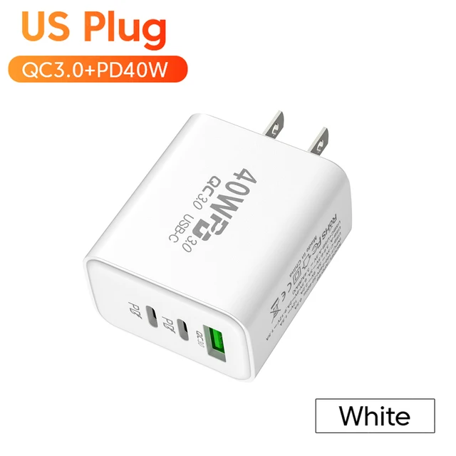 PD 60W Szybka ładowarka USB 3-portowa ładowarka ścienna z wtyczką EU/US do iPhone'a 14 13 Xiaomi Huawei Samsung Ładowarka USB C do telefonu