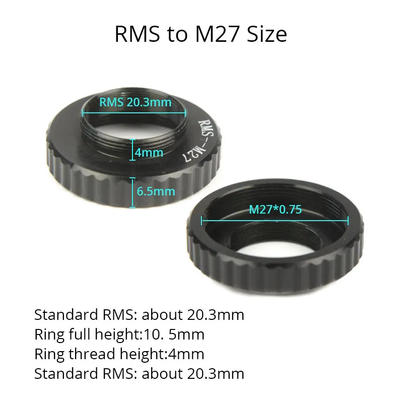 2pcs Microscope Objective Lenses Adapter Ring RMS to M27 for Zeiss Microscope