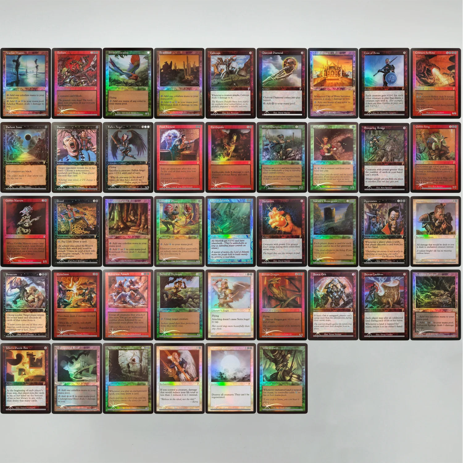 Tarjetas Proxy de TCG 7ED: Serra, Ángel de las Aves del Paraíso, Escudo, Furia de Dios, Caja de Rompecabezas de Teferi, Ciudad de Latón, Oppression