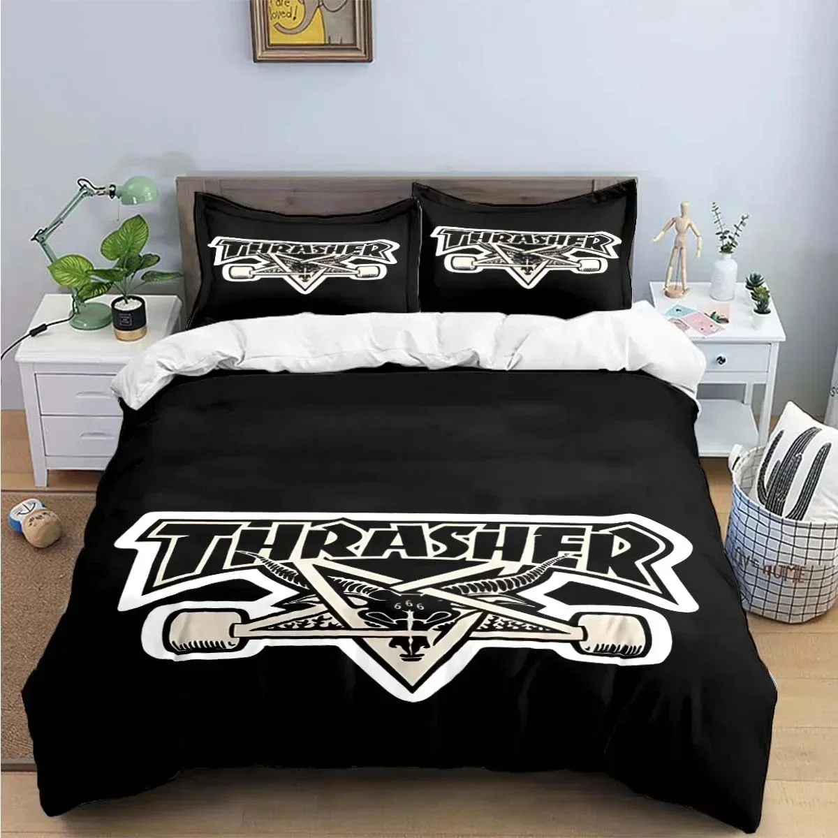 

Fashion Brand T-Thrasher Logo Print Bedding Sets Exquisite Bed Supplies Set Duvetcover Bed Comforter Set Bedding Set Luxury Gift