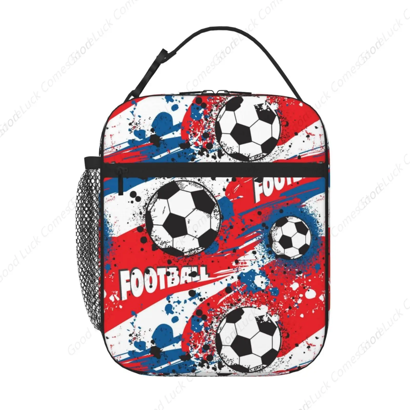 Football Insulated Lunch Bag,Kids Lunch Box For Girls Boys Teen,Kid Lunch Box Containers Cooler Bag With Front Pocket For Women