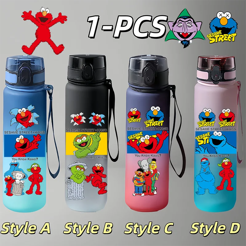 

650ml Sesame Street Cute Cartoon Water Bottle, Large Capacity Leakproof Portable Cup for School, Outdoor Travel & Holiday Gifts