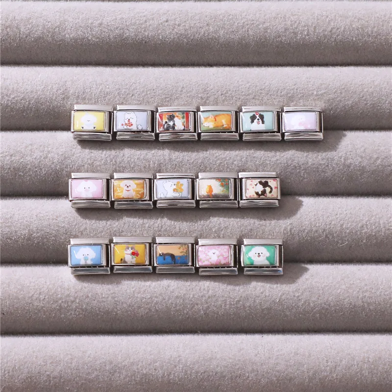 جديد جميل الحيوانات الأليفة القطط والكلاب وصلات سحرية إيطالية تناسب 9 مللي متر سوار الفولاذ المقاوم للصدأ النساء الرجال DIY بها بنفسك صنع المجوهرات #2