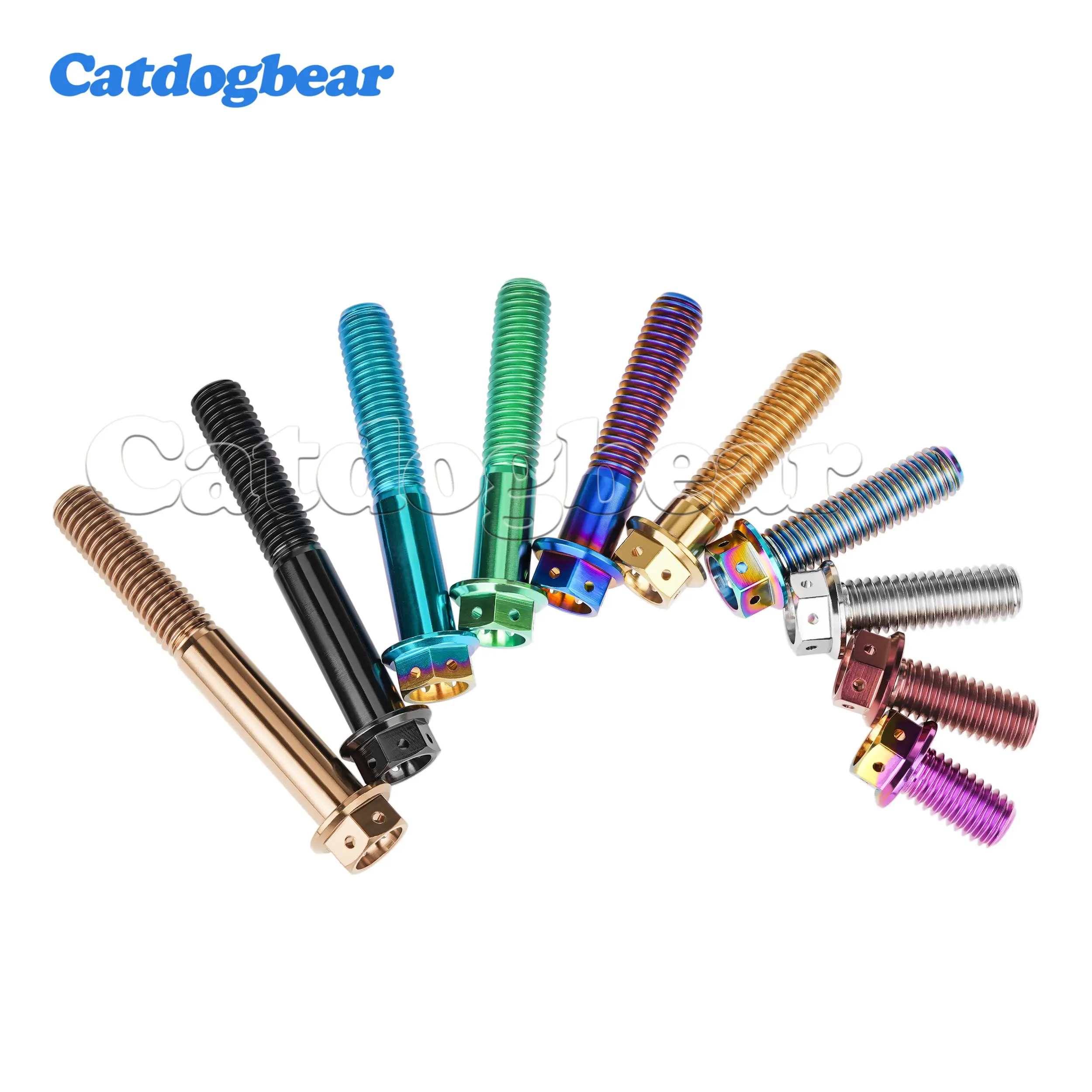 1pcsCatdogbear Titanium Bolts M6 M8x10 -- 65mmFlange Shaped External Hexagon Screw With Hole Lightweight Fastener for Motorcycle