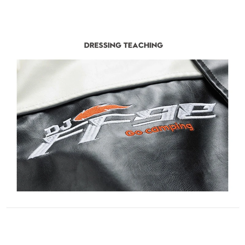 American PU Leather Coat Men's Coat Spring and Autumn New Stand Collar Color Leather Jacket Men