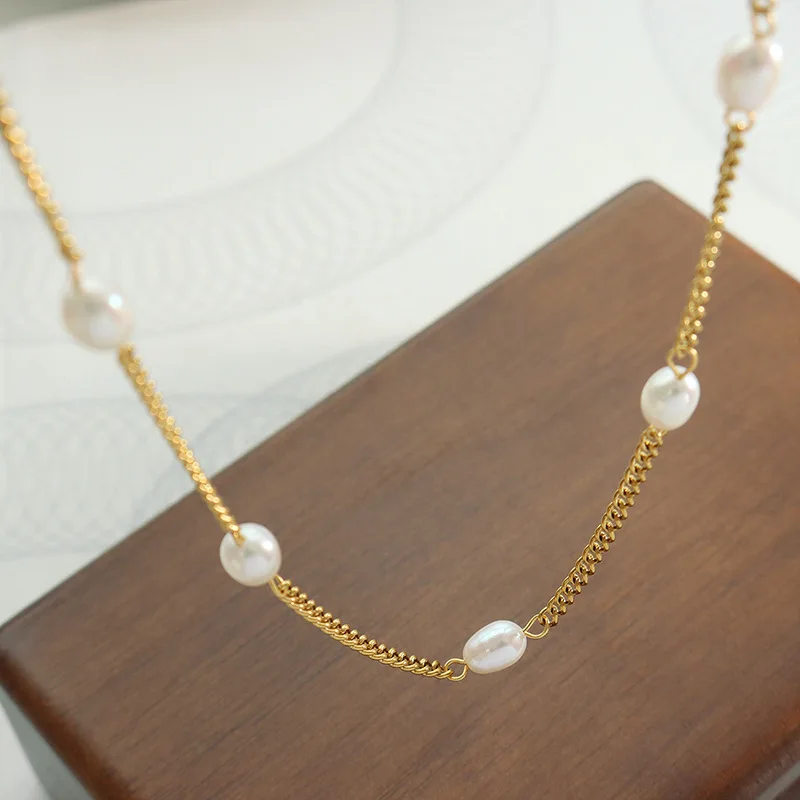 KITEAL Birthday Gift silver color Maiden Clavicle Chain Freshwater Pearl Necklace Chain multi-layer necklaces wedding jewelry
