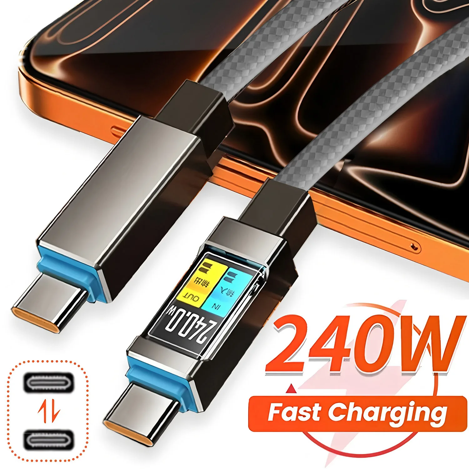 240W Type-C to Type-C Mobile Fast Charging Data Cable Suitable for iPhone 18/17 Samsung Huawei Xiaomi OPPO Phone Charging Cable