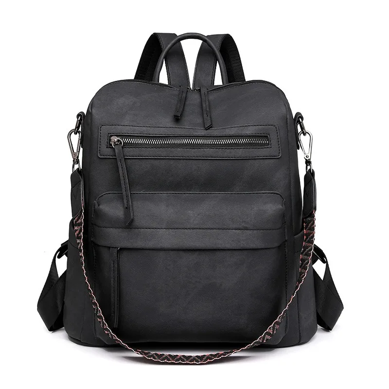 

Nesitu Vintage A4 Black Brown Pink Grey Blue PU Leather Men Women Backpack Girl Female Travel Shoulder Bag M0379