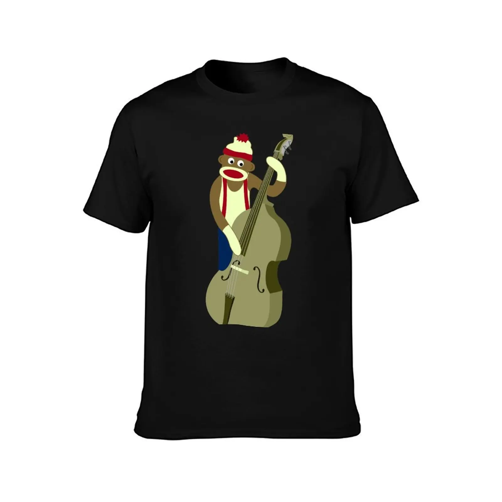 Sock Monkey Bass Player T-Shirt Basic Simple Design Short Sleeve Shirt T-Shirt