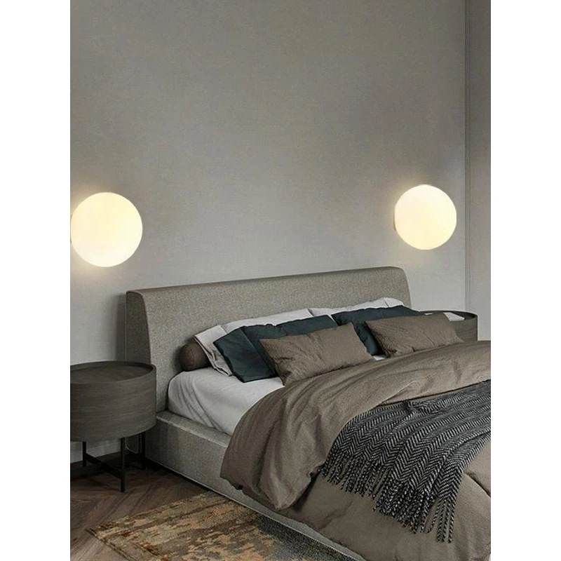 Glass spherical decorative wall lamp, minimalist and seamless fit, corridor, hallway, background wall, bedroom, bedside lamp