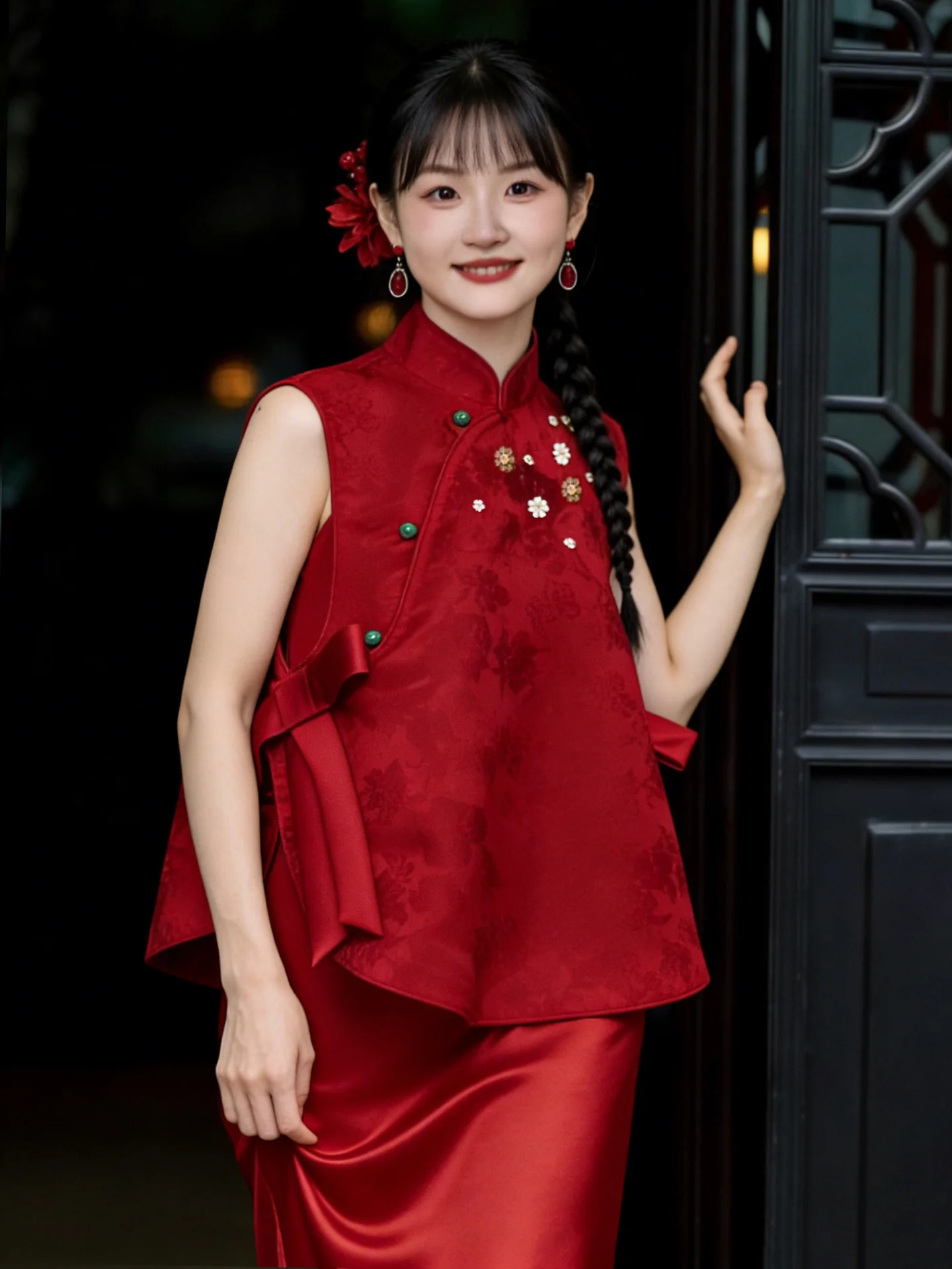 

Красный свадебный комплект в китайском стиле: новый наряд для невесты, элегантный утренний халат для свадебной церемонии и банкета