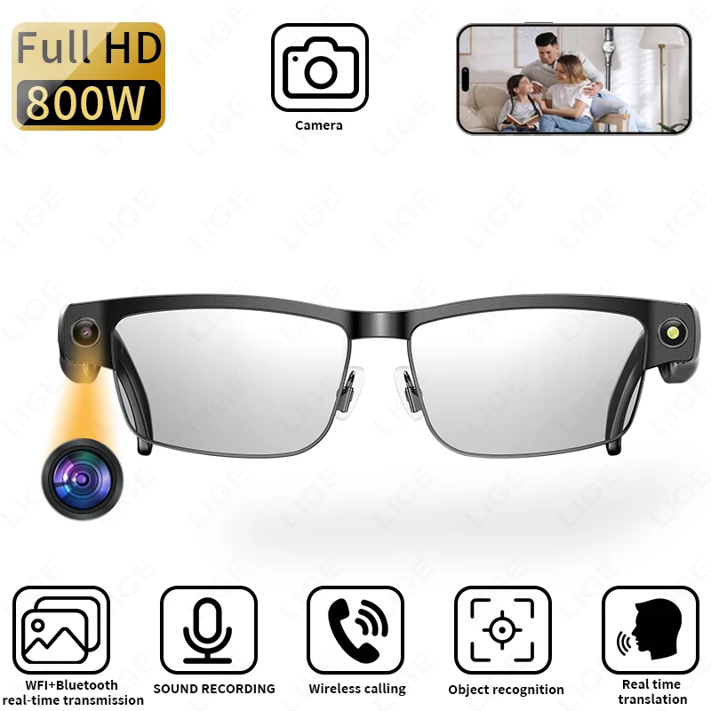 

Smart Glasses Sunglasses 8 Million Pixels Recording Videos AI Photo Recognition Answer Translation 270mAh Bluetooth Glasses New