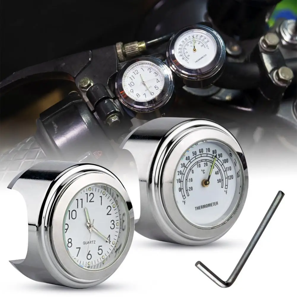 

1 Set Handlebar Mount Clock Replacement Part Big Dial Durable Motorcycle Gauge Temperature Watch for MTB