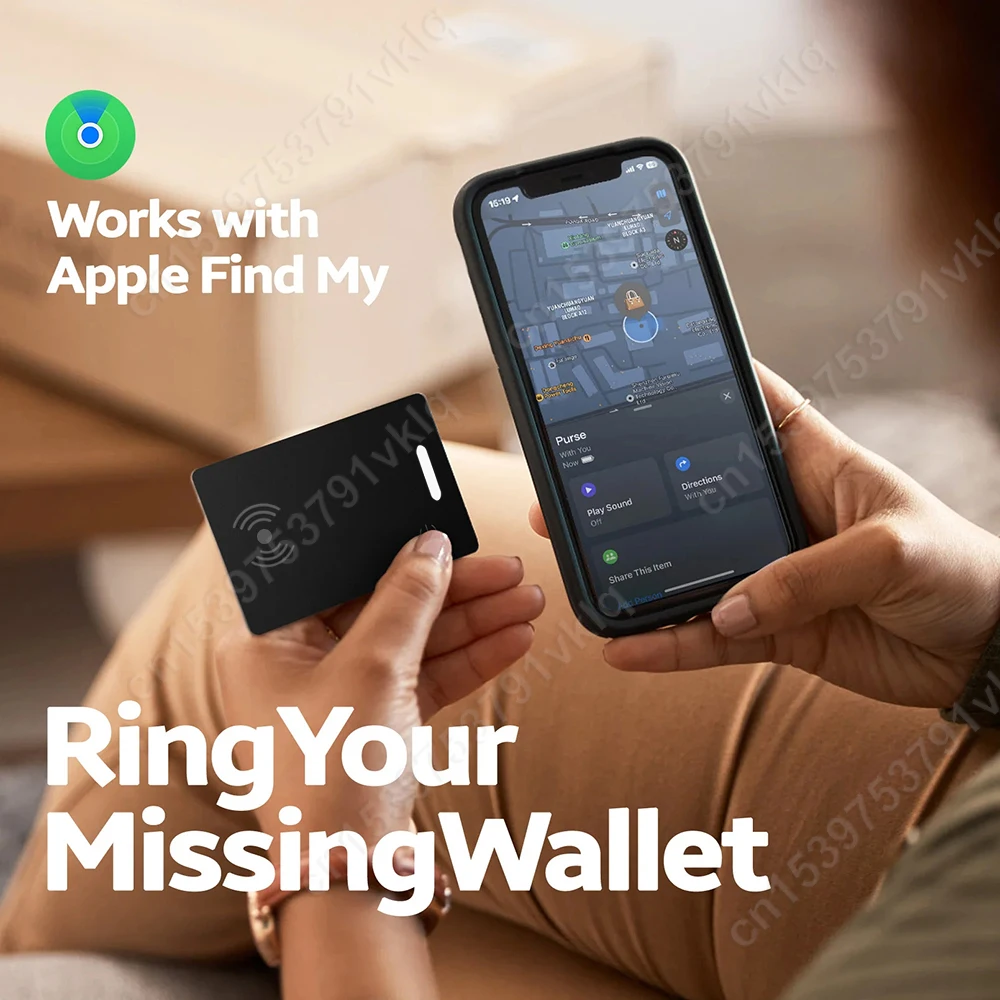 Wallet Tracker Card Wireless Charging Wallet Finder Work with Apple Find My Item Tracker for Luggage Tag Phone Passport and More