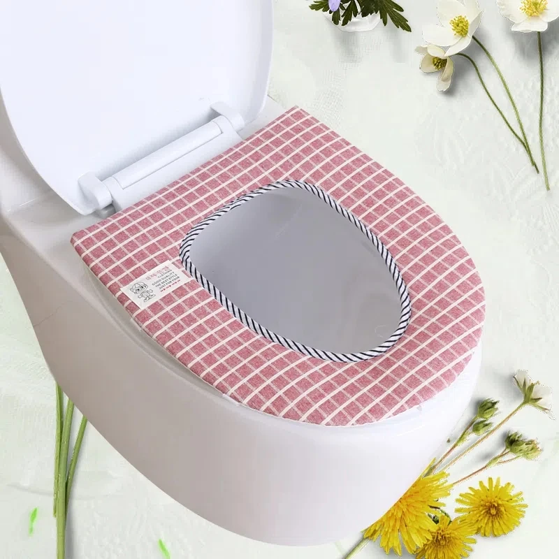 Four Seasons Comfortable Japanese Style Toilet Cover Household Waterproof Toilet Seat Cushion Bottom Buckle Type Toilet Cover