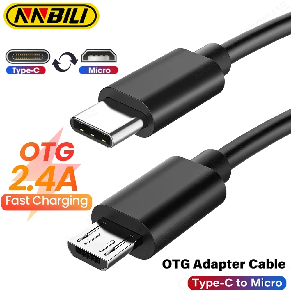 NNBILI Type C to Micro Cable Fast USB Type-C Adapter for Samsung Huawei Xiaomi OnePlus MacBook Pro OTG Mobile Phone Micro Cable