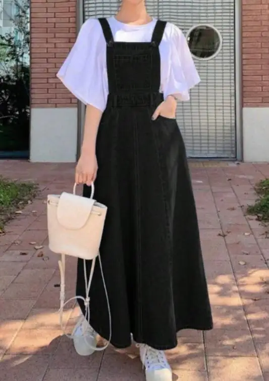 

2026 Summer Elegant New Fashion Casual Short Versatile Skirt Mid To Long Camisole Dress Denim Camisole Dress Female Clothing