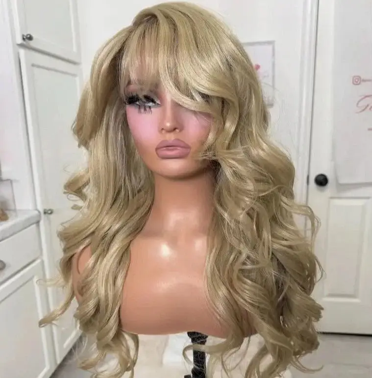 باروكات بدون صمغ شعر صناعي أومبير كراميل بني 13*4 HD باروكات دانتيل شفافة مع الانفجارات زي موجة الجسم امرأة تأثيري استخدام #2