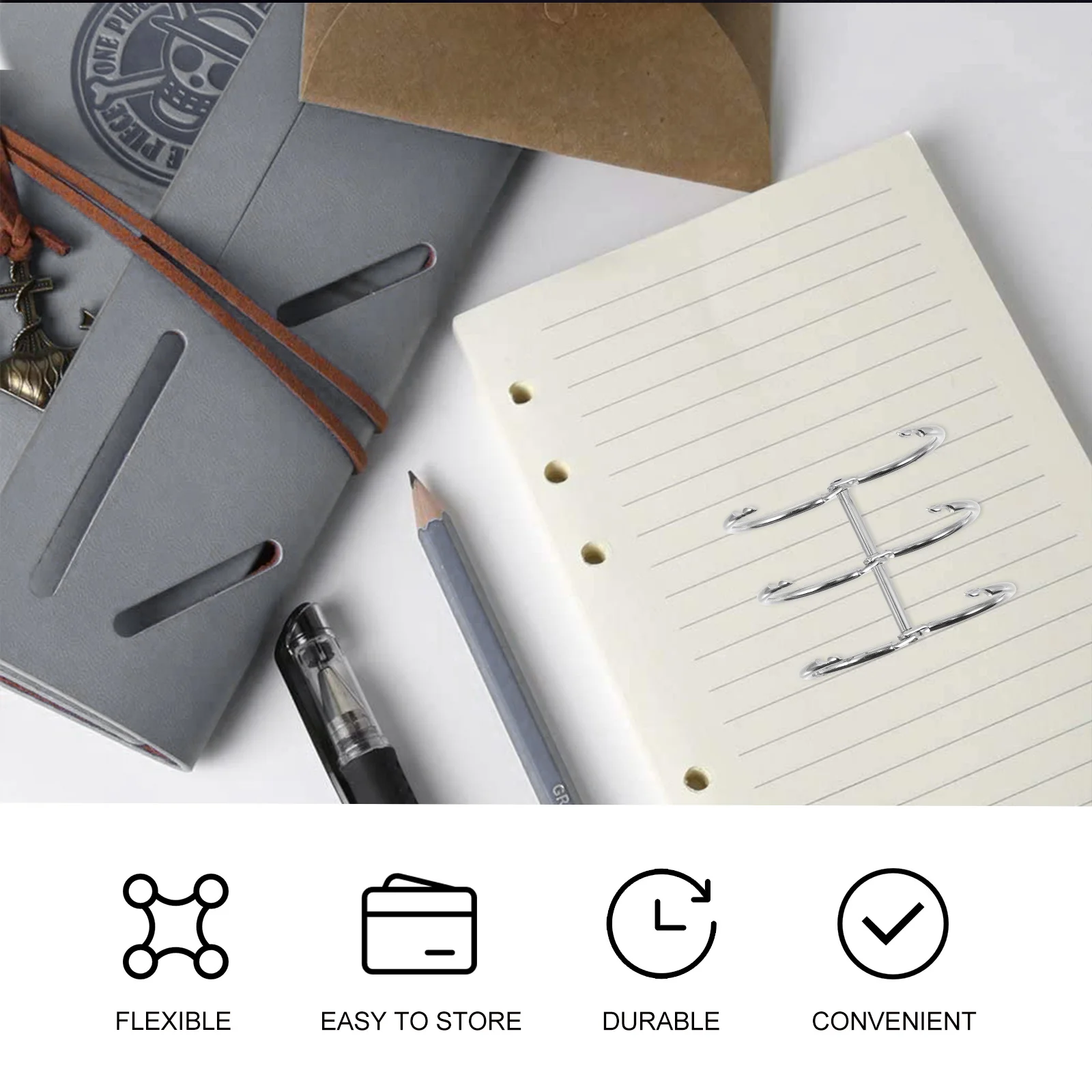 20 peças anéis de ligação de folhas soltas anéis de pressão bobina de caderno prático para classificação de documentos anel de folhas soltas