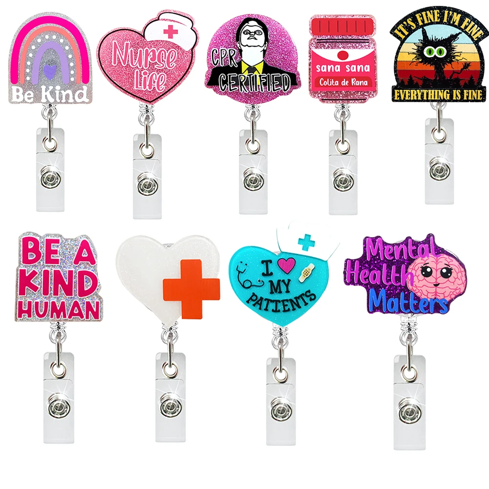 Acrylic Badge Reel Clip ID Card Badge Holder Retractable Portable Medical Treatment Practical Badge Holder Doctor Nurse Clip