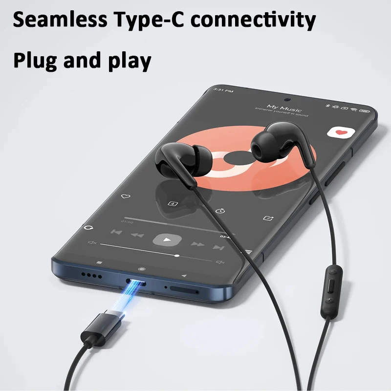 Słuchawki Xiaomi Type-C, czyste rozmowy, mikrofon HD, odporność na kurz i wodę IP54, port Type-C, Plug & Play, słuchawki przewodowe. — zdjęcie produktu 6