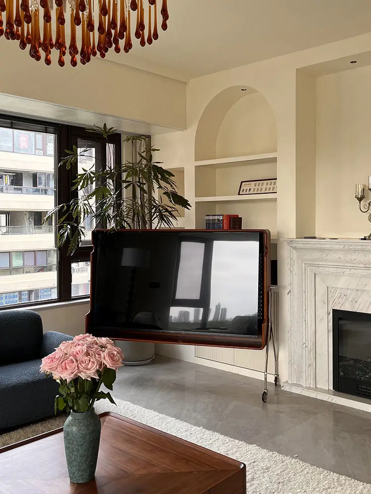 Nordic retro removable TV cabinet, bracket, solid wood small apartment simple bedroom, living room home TV cabinet