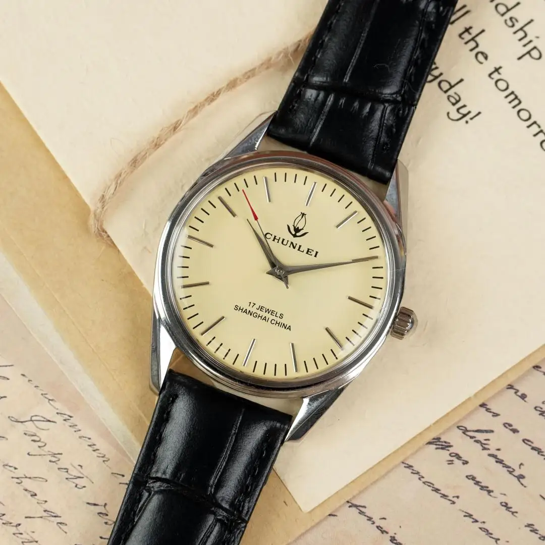 Vintage NOS Manual Winding Mechanical Watches, Guihua & Diamond Brands from Same Period, Solid Stainless Steel Bracelet