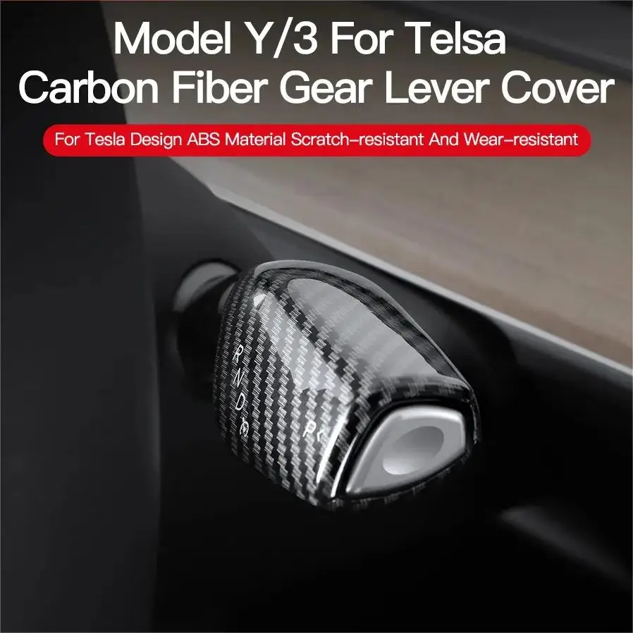 Voor Tesla Model 3Y Versnellingspook Cover Stuurhendel Handvat Bescherming Shifter Shell Koolstofvezel Pookknop Cover Accessoires