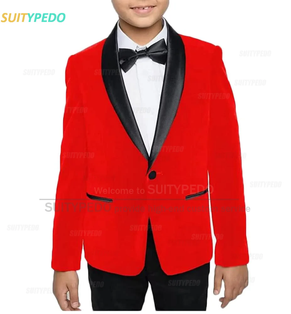 2023 New Boy's Suit Set Shawl Lapel Jacket Piano Performance Formal Costume Children Custom Slim Fit Blazer Pants Two Pieces