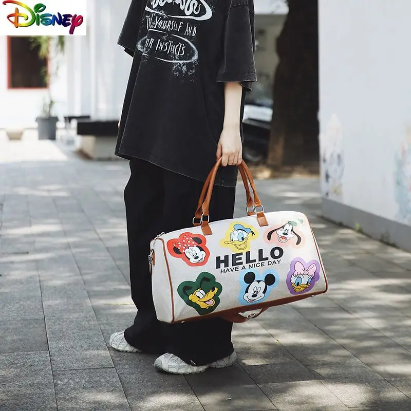 

Нейлоновая дорожная сумка через плечо с героями мультфильмов Диснея для женщин, модная, большая вместительная, портативная сумка с изображением Дональда Дака и Микки