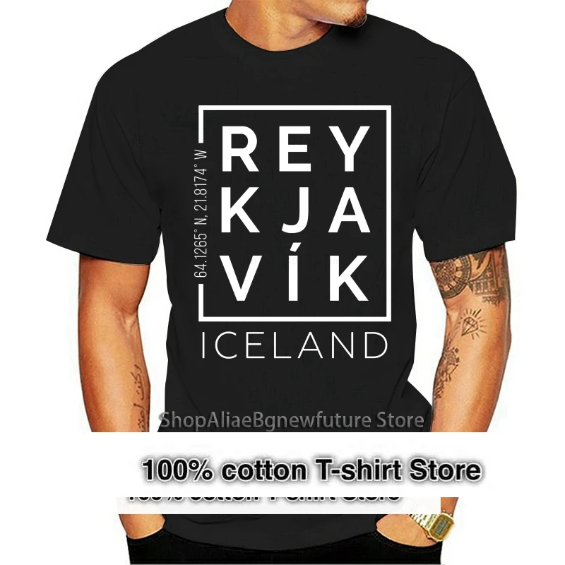 Funny Men T Shirt Novelty Tshirt Women Stylish Reykjavik Iceland City Coordinates Souvenir T Shirt