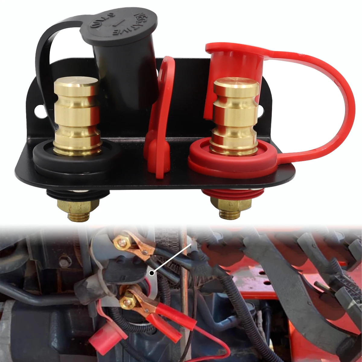

Remote Battery Jumper Terminals Relocation Kit, Heavy Duty Battery Charging Post with Mounting Bracket for UTV ATV Car Truck RV