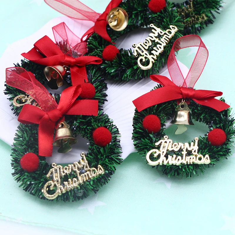 Dollhouse Miniature Christmas Garland Wreath Model DIY Accessories For Doll House Christmas Decor Toy