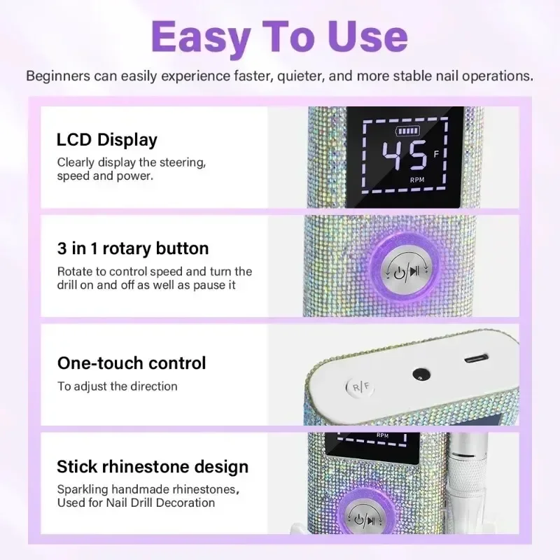 آلة حفر أظافر احترافية قابلة لإعادة الشحن للأظافر، مبرد كهربائي عالي الدقة، قلم مانيكير معدني، مخرطة أظافر، ساندر #5