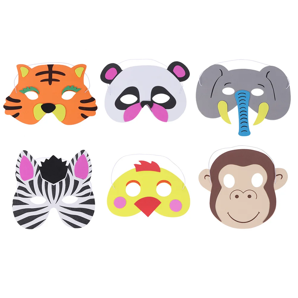 Máscara de Animal de dibujos animados para niños, mascarilla Adorable de 6 piezas, accesorio de disfraz para niños (pollito, Tigre, mono, Panda,