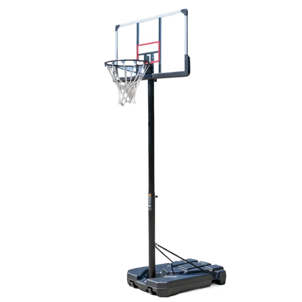Tempered Glass Backboard Basketball Hoop Height Adjustable Stable Outdoor System