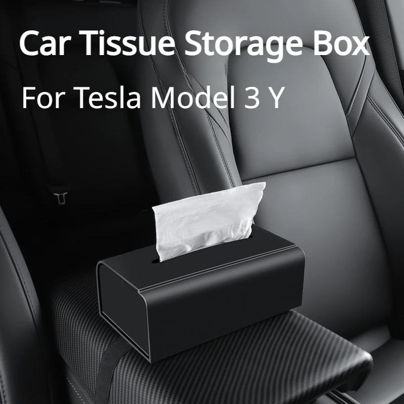 

For Tesla Model 3 Y Car Tissue Storage Box Seat Back Armrest Box Hidden Behind Screen Storage Bag Car Interior Accessories 2023