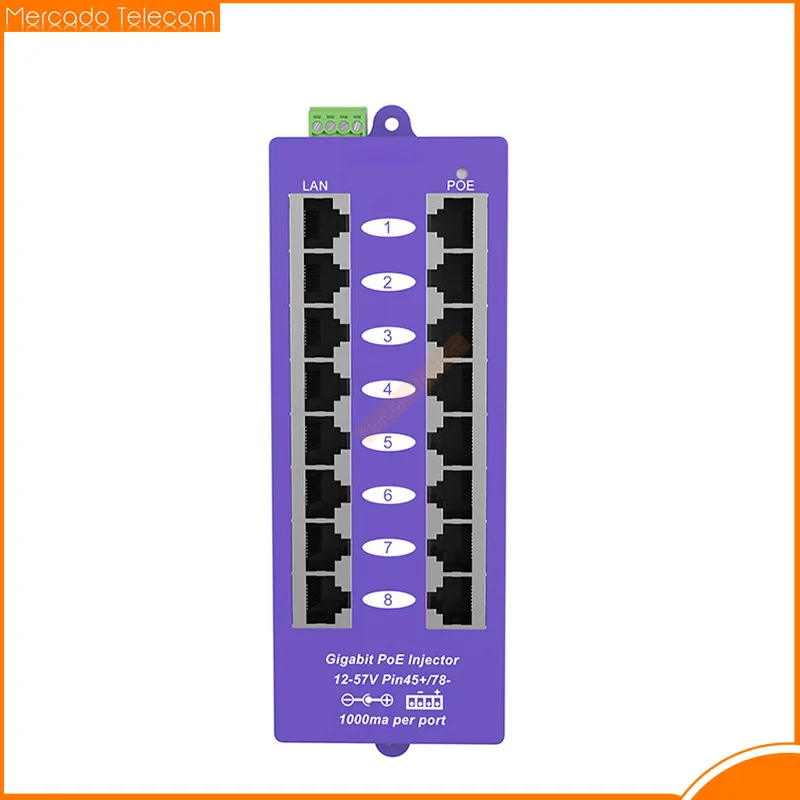 8 Port Gigabit Mode B Security PoE Injector 802.3af PoE Patch Panel Networking PoE Injector For MikroTIK, CCTV Camera