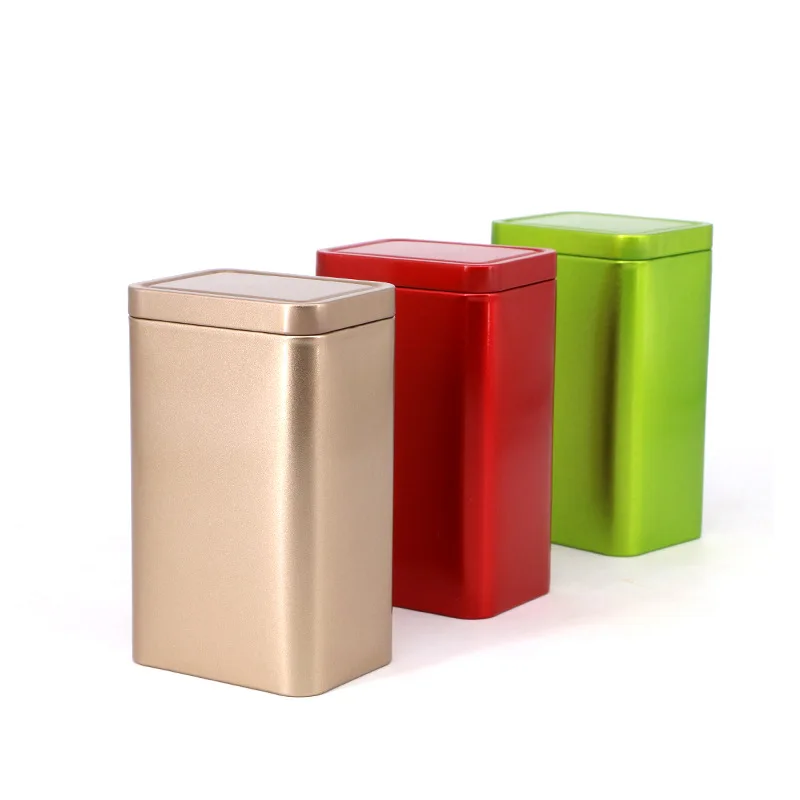 Solid Color Tinplate Tea Cans Metal Rectangular Iron Box Household Spices Medicinal Herbs Sealed Box Jewelry Gift Packaging Box