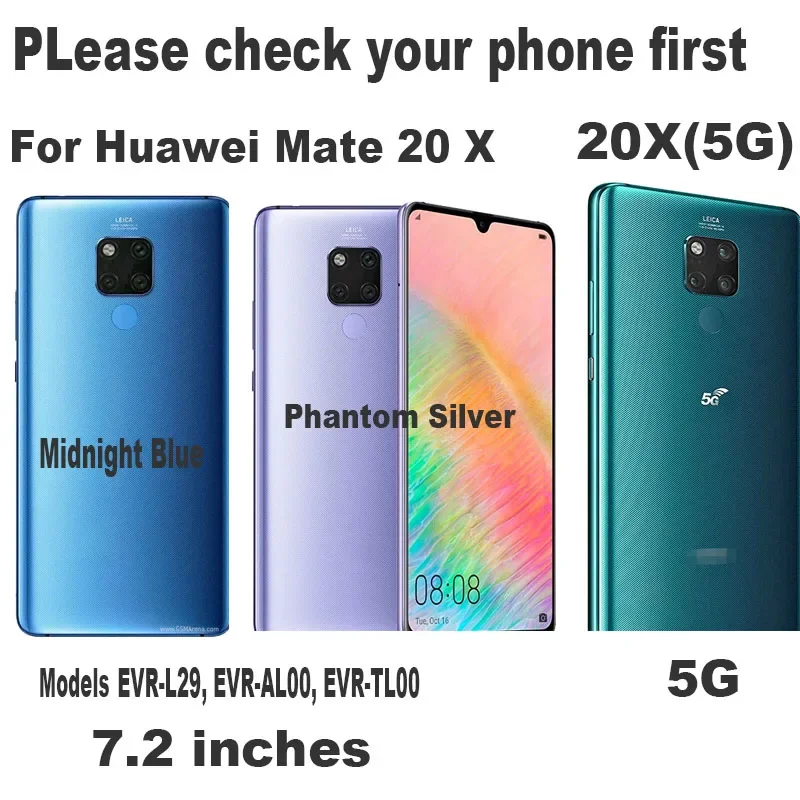 For Huawei Mate 20 X 4G 5G 20X Middle Frame Front Bezel Back Lcd Housing Holder Rear Plate Chassis With Power Volume Button